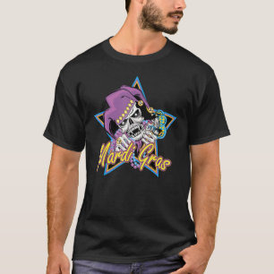 Camiseta Cara de crânio Mardi Gras Noal Jester Mascarada E