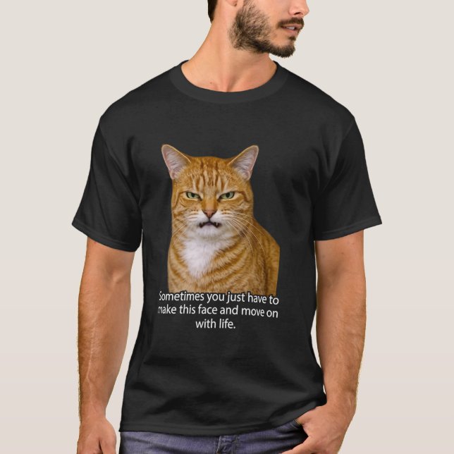 Camiseta Cara de Gato Engraçada, Irritada e Aborrecida Meme (Frente)