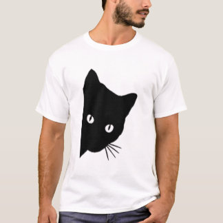 Camiseta Cara de gato preto espiando, espiando um boi, amor