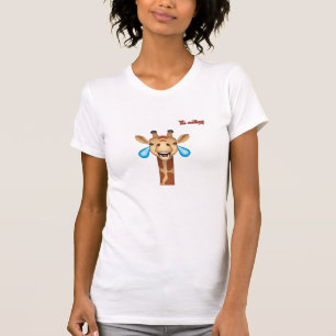 Camiseta cara de girafa feliz e chorando