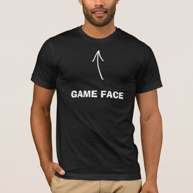 Camiseta Cara de jogo - Camisa-T preta (Frente)