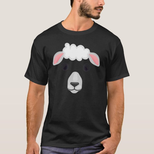 Camiseta Cara de Ovelha Fora de Halloween Fingir que sou Ov (Frente)