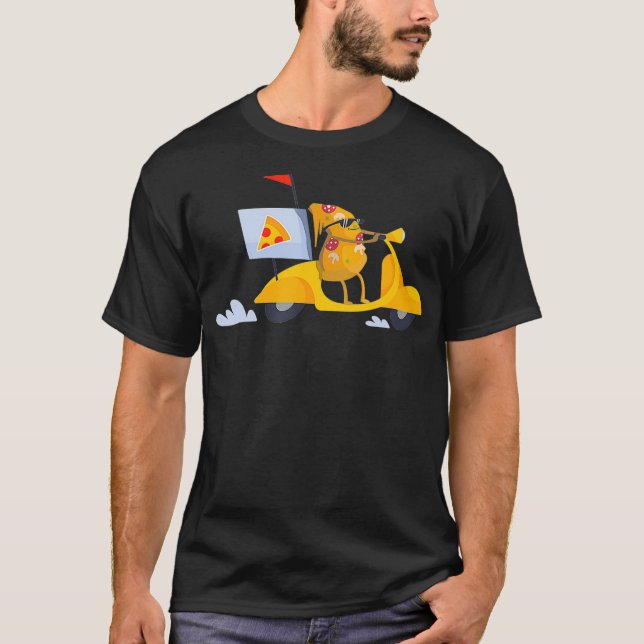 Camiseta Cara de pizza numa moto (Frente)