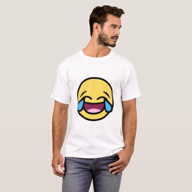 Camiseta cara de riso de grito/emoji impressionante (Frente Completa)