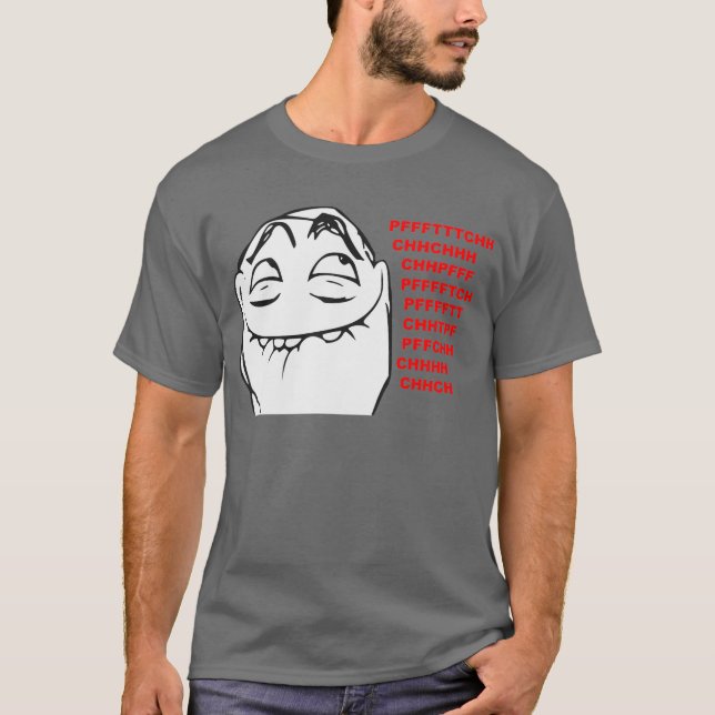 Camiseta Cara de riso Meme cómico da raiva de PFFTCH (Frente)