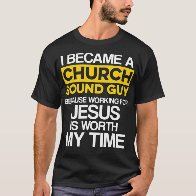 Camiseta Cara de som da Igreja Engenheiro técnico de áudio  (Frente)