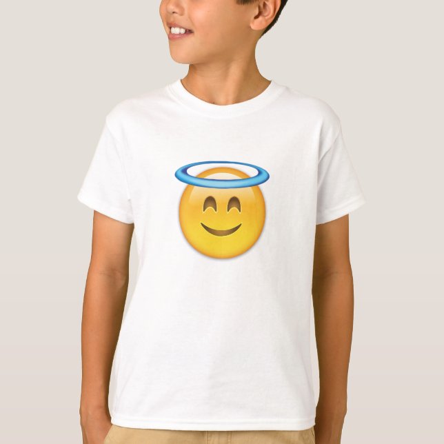 Camiseta Cara de sorriso com halo Emoji (Frente)