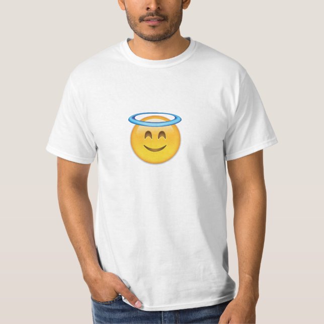 Camiseta Cara de sorriso com halo Emoji (Frente)