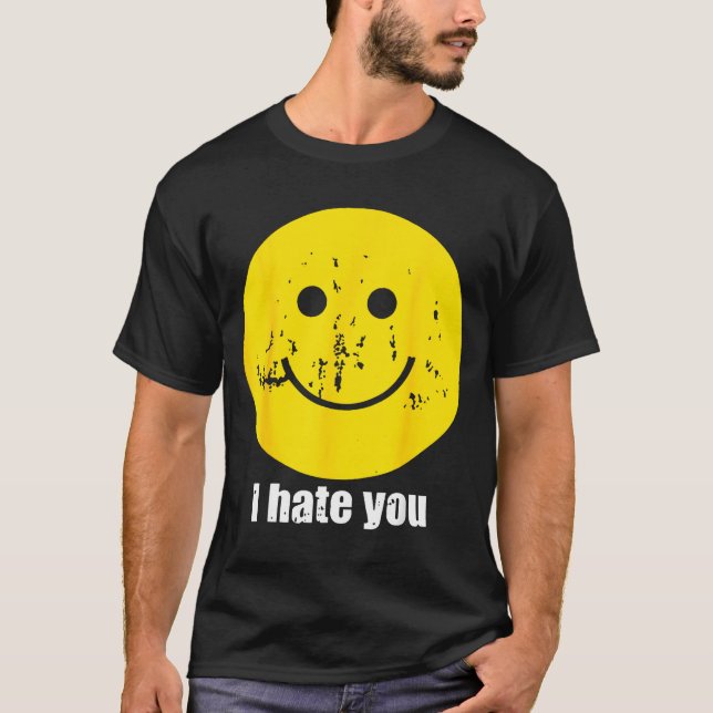 Camiseta Cara de sorriso engraçado eu odeio retrô (Frente)