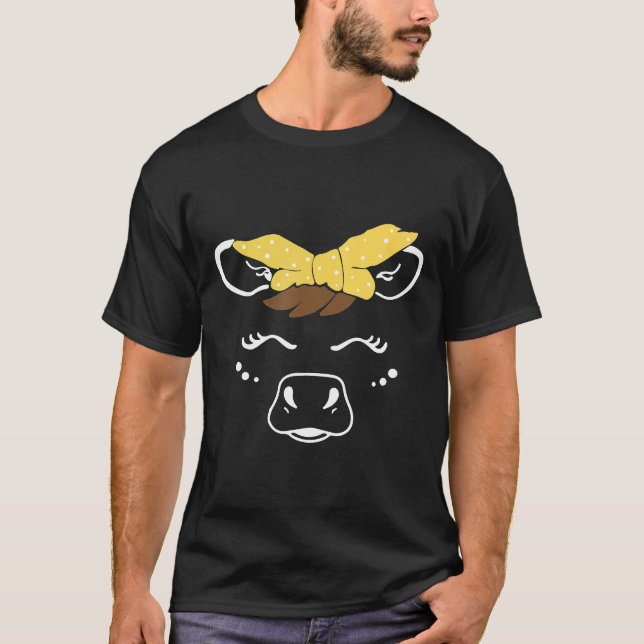 Camiseta Cara de Vaca Fofa Com Faixa Amarela na Cabeça Vaca (Frente)