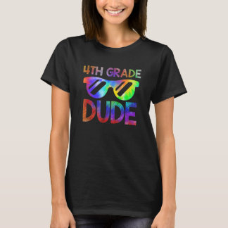Camiseta Cara do 4º ano de volta à escola Tie Dye Boy Sun