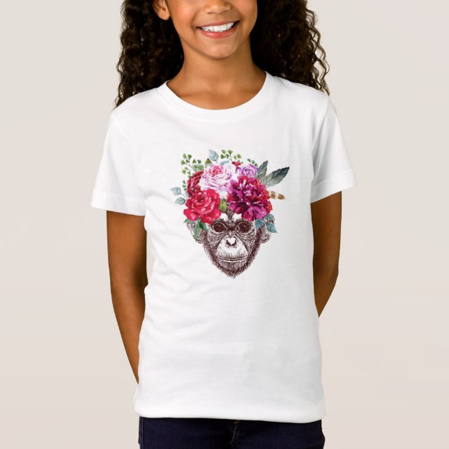 Camiseta Cara do macaco da flor (Frente)