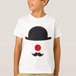 Camiseta cara do palhaço com chapéu, o nariz vermelho e o