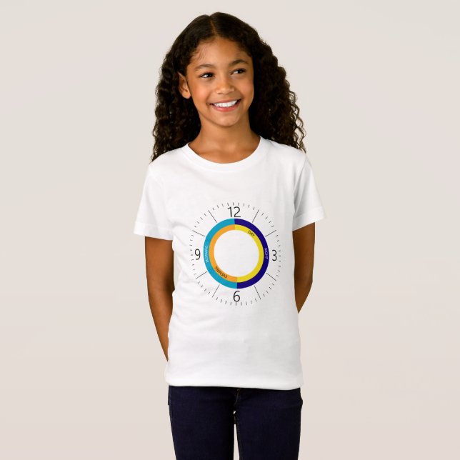Camiseta Cara do relógio colorido (Frente Completa)