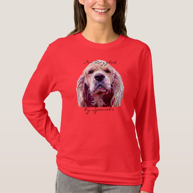 Camiseta Cara do Spaniel no t-shirt das cores do brilho (Frente)