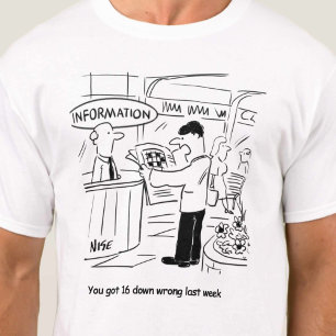 Camiseta Cara em Informação Booth entendeu errado