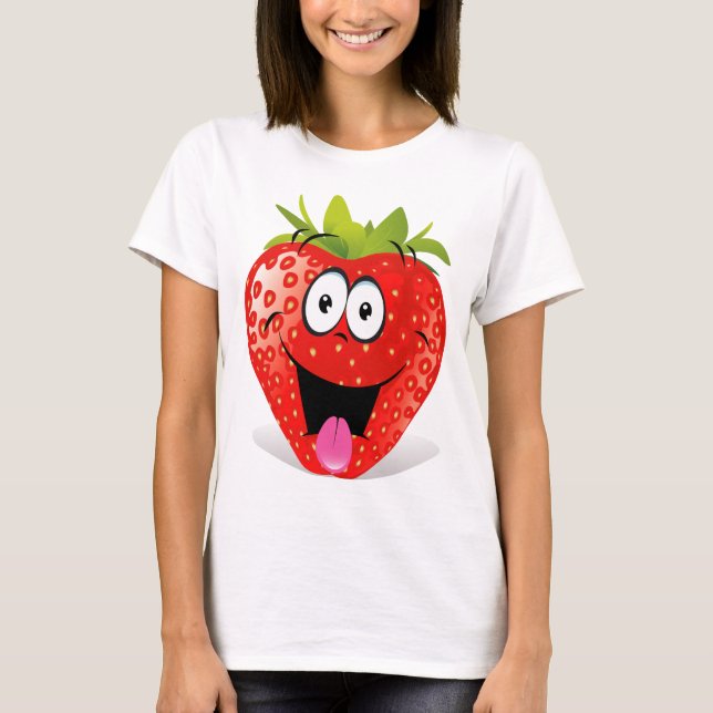 Camiseta Cara engraçada da morango que cola para fora a (Frente)