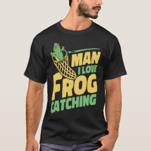 Camiseta Cara Eu Amo Rã Capturando Girinos de Rã-Touro Rã C