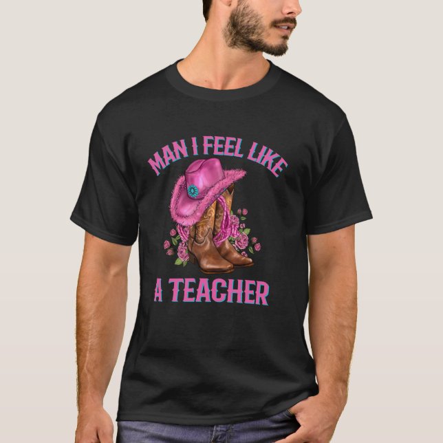 Camiseta Cara Eu Me Sinto Como Uma Professora Rodeio Cowgir (Frente)