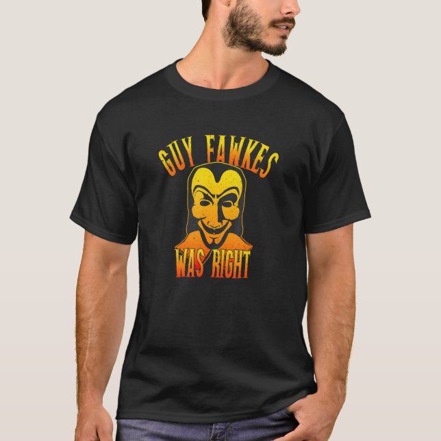 Camiseta Cara Fawkes Correto Protesto Anti-Tory (Frente)