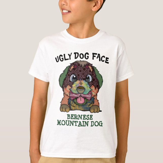 Camiseta Cara feia do Cachorro da Montanha Bernês Única (Frente)