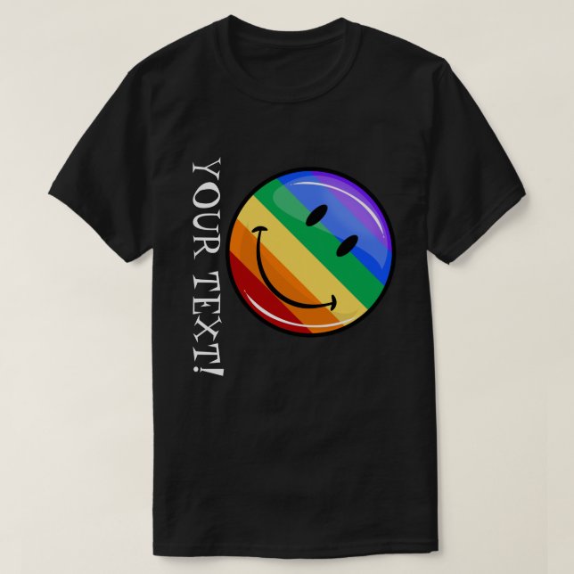 Camiseta Cara feliz do orgulho engraçado do arco-íris (Frente do Design)