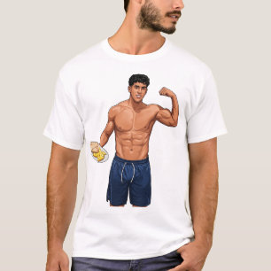 Camiseta "Cara Fitness da Moda com Omelete e Pão" Vector