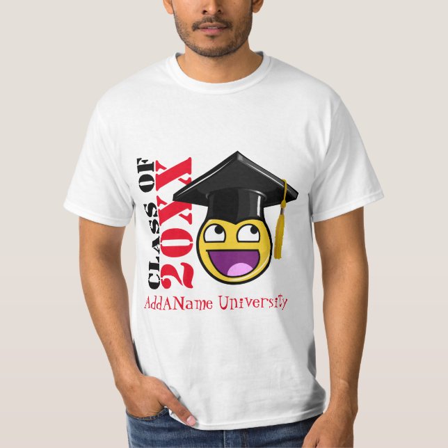 Camiseta Cara impressionante Meme com chapéu da graduação (Frente)