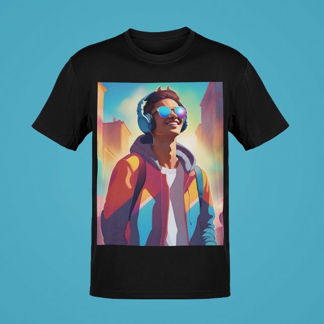 Camiseta Cara Música Retrato Legal Swag Jovem Estilo de Car (Criador carregado)