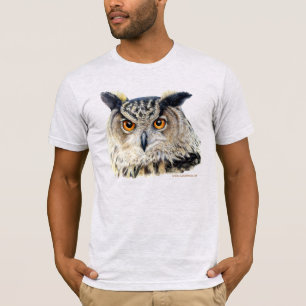 Camiseta Cara no retrato pintado de uma coruja de águia
