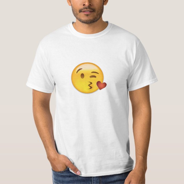 Camiseta Cara que joga um beijo Emoji (Frente)