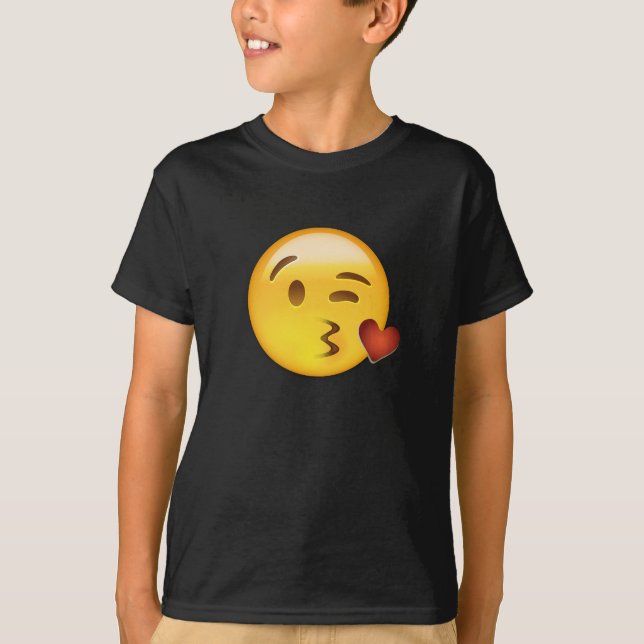 Camiseta Cara que joga um beijo Emoji (Frente)