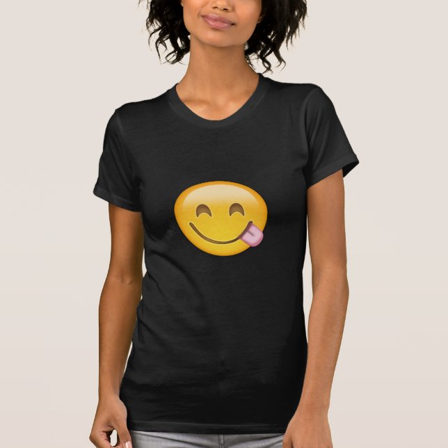 Camiseta Cara que Savouring a comida deliciosa Emoji (Frente)