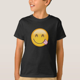 Camiseta Cara que Savouring a comida deliciosa Emoji