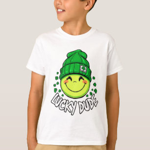Camiseta Cara Sortudo Sorria Rua de Rosto. Dia de Patrick