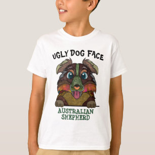 Camiseta Cara única de cão pastor australiano feio