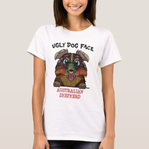 Camiseta Cara única de cão pastor australiano feio