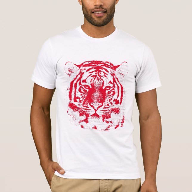 Camiseta Cara vermelha e branca do tigre (Frente)