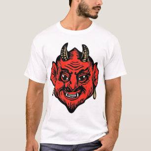 Camiseta Cara vermelha Horned do diabo da satã