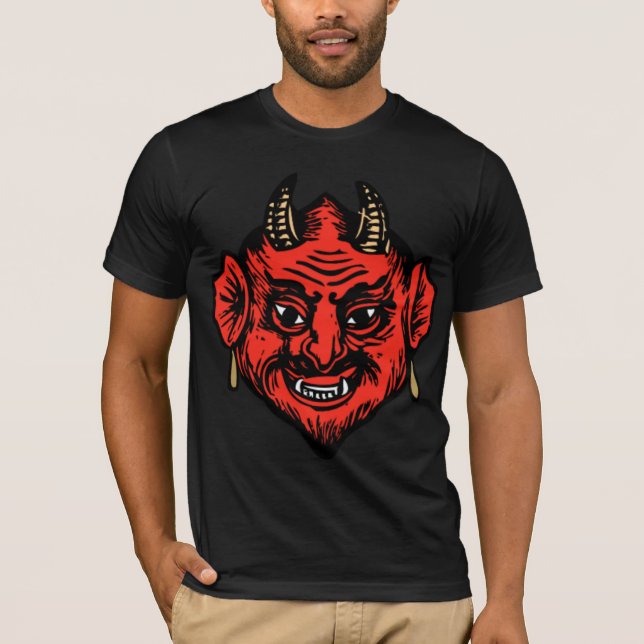Camiseta Cara vermelha Horned do diabo da satã (Frente)