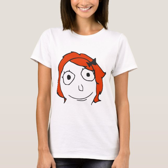 Camiseta Cara vermelha Meme da raiva do cabelo de Derpina (Frente)