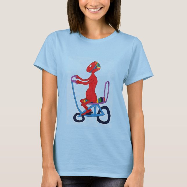 Camiseta Cara Vermelha Na Bicicleta (Frente)
