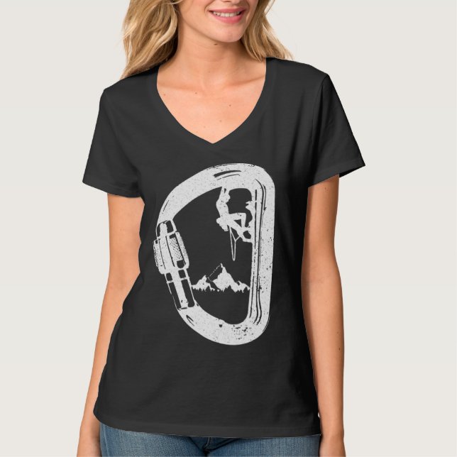 Camiseta Carabiner with Mountaineer Mountains Climbing (Frente)