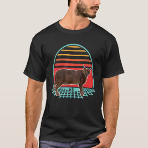 Camiseta caracal meme gato pôr do sol retrô