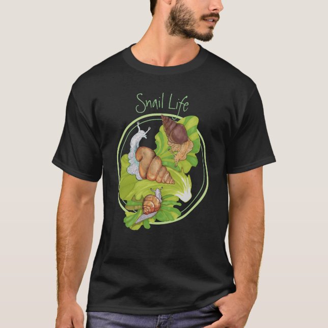 Camiseta Caracóis Felizes em Folhetos "Vida Útil" (Frente)