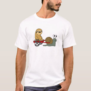Camiseta Caracol bonito que puxa a preguiça no vagão