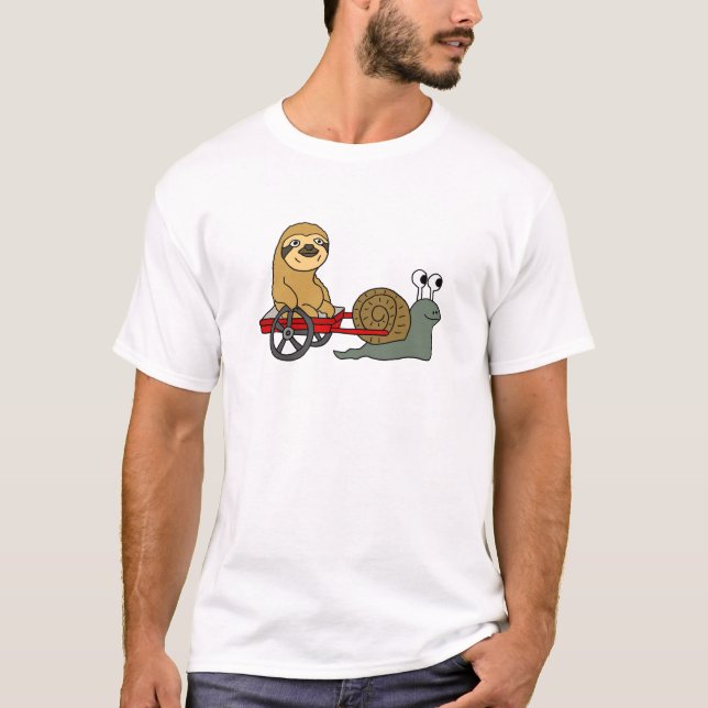 Camiseta Caracol bonito que puxa a preguiça no vagão (Frente)