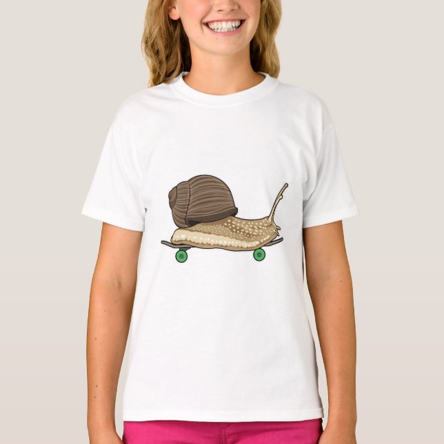Camiseta Caracol como Patinador com skate (Frente)