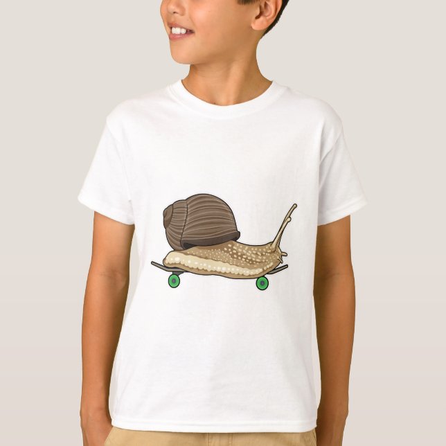 Camiseta Caracol como Patinador com skate (Frente)