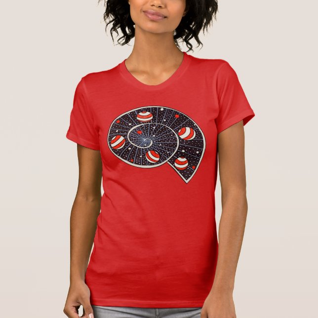 Camiseta Caracol da galáxia espiral com os planetas da bola (Frente)